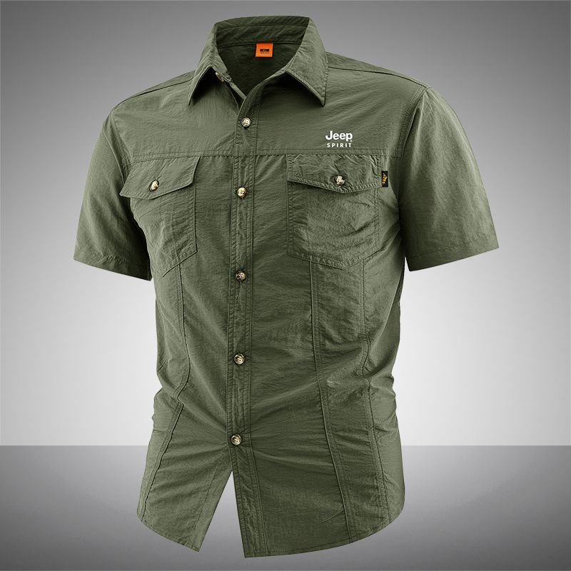 Official Authentic Jeep PIRIT Men's Short-Sleeve Shirt, New Summer Style, Mature Uncle's