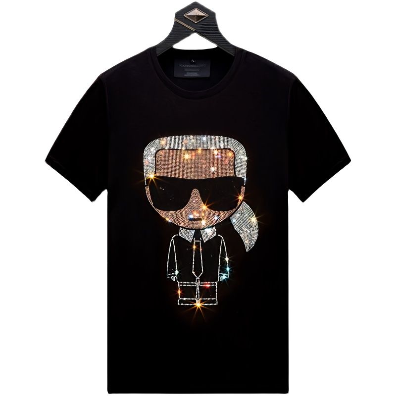 High Street Cut 2026 Summer Embroidered Men's Short-Sleeve T-Shirt Trendy Slim Fit Crew Neck