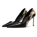 CL elegant and sophisticated women's rhinestone stiletto heels, new black patent leather, pointed toe, and red sole.