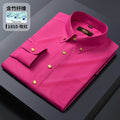 Golden Shield Men's Long-Sleeve Shirt, Wrinkle-Resistant, Copper Button, Korean Style, Slim Fit, Pockets, Business Casual, High-End New Style