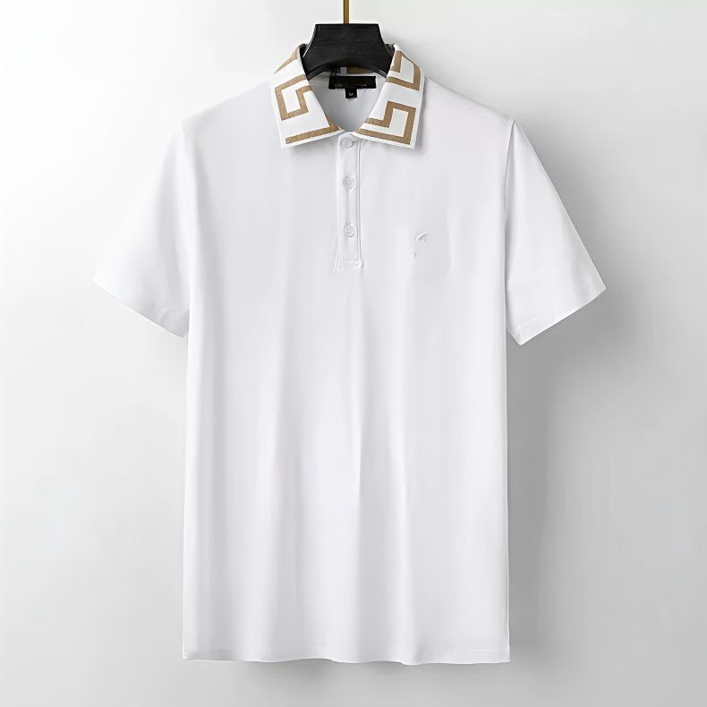 Men's short-sleeved collared T-shirt, summer fashion trendy men's business casual cotton breathable sweat-absorbent plus size export.