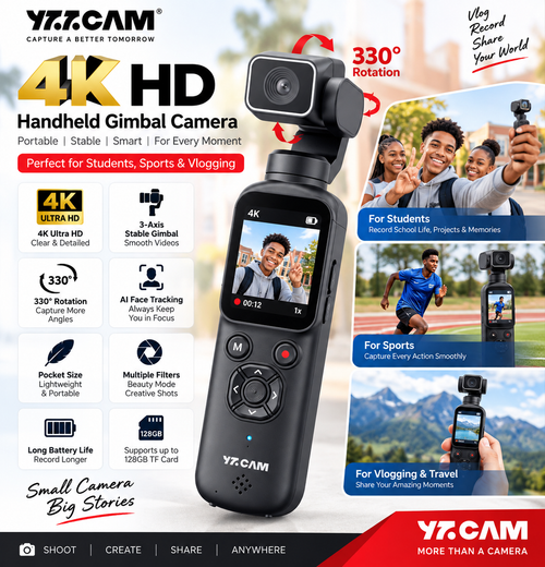 4K HD handheld vlog pocket gimbal camera for student sports