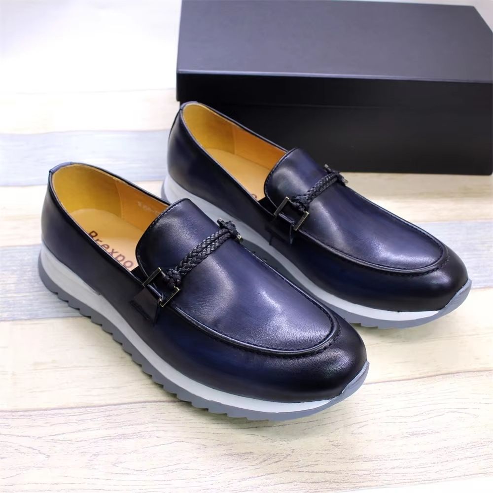 Stylish Handmade Leather Shoes for Men - Slip-on Loafers, Genuine Leather Casual Shoes, Breathable