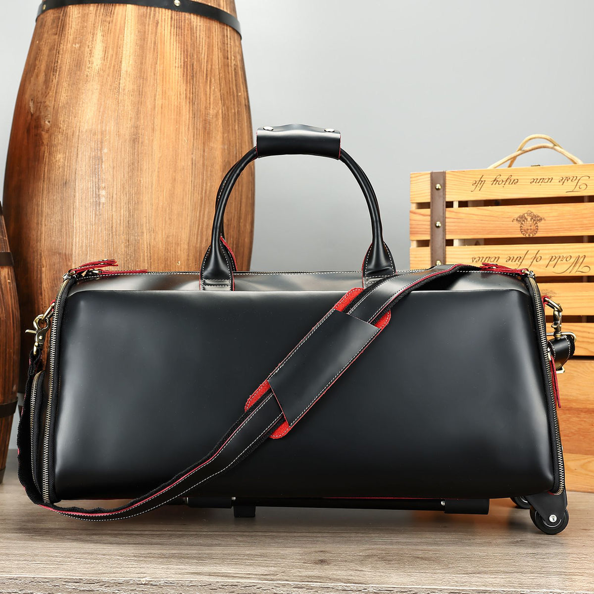 Bag leather cowhide shoulder bag, European and American retro crazy horse leather travel bag crossbody.