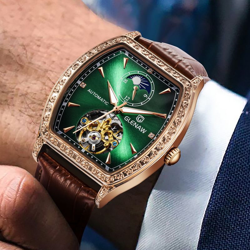 Blue and green diamond full-star watch, men's full-diamond watch, New style.