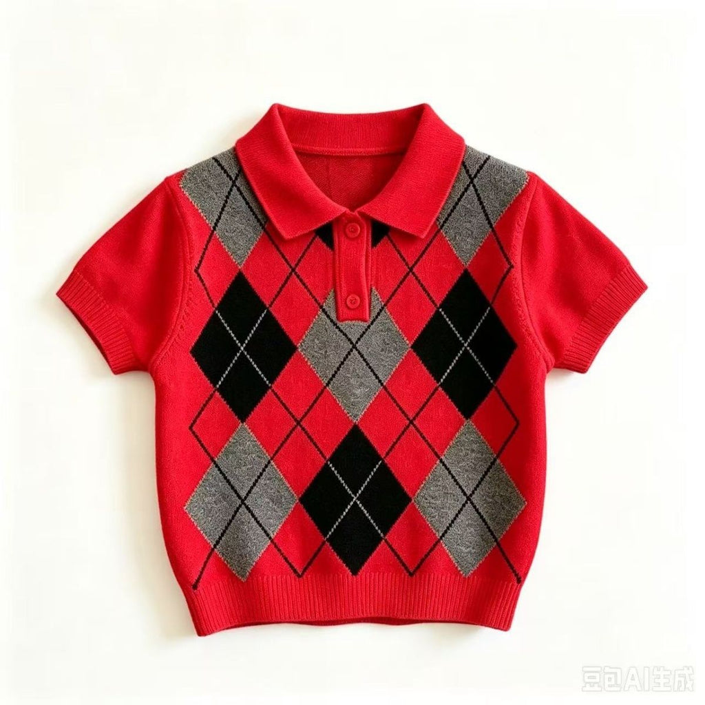 2026 New Style Boys' Suit - Stylish and Trendy Diamond Pattern Knitwear for Toddlers