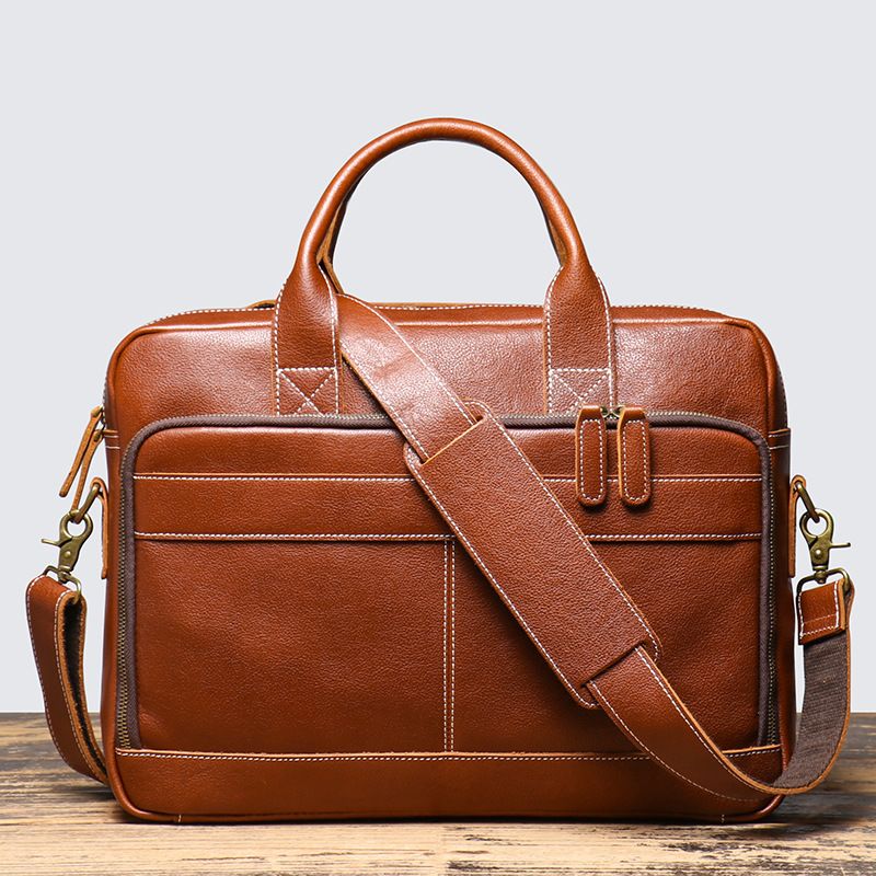 Old Leather Craftsman | Popular Men's Handbag/Briefcase in Vegetable Tanned Cowhide, Shoulder/Crossbody Laptop Bag