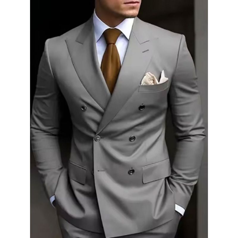 Men's Suit, Double-breasted Three-Piece Business Casual Suit for Grooms and Weddings, High-End Suit Set