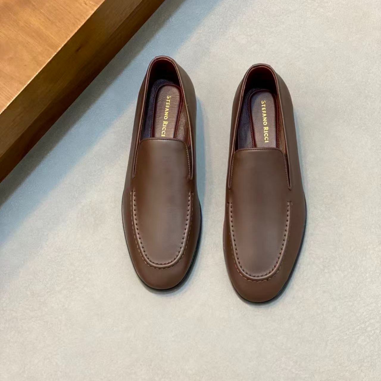 SR New Men's Fashionable Versatile Casual Leather Slip-on Loafers