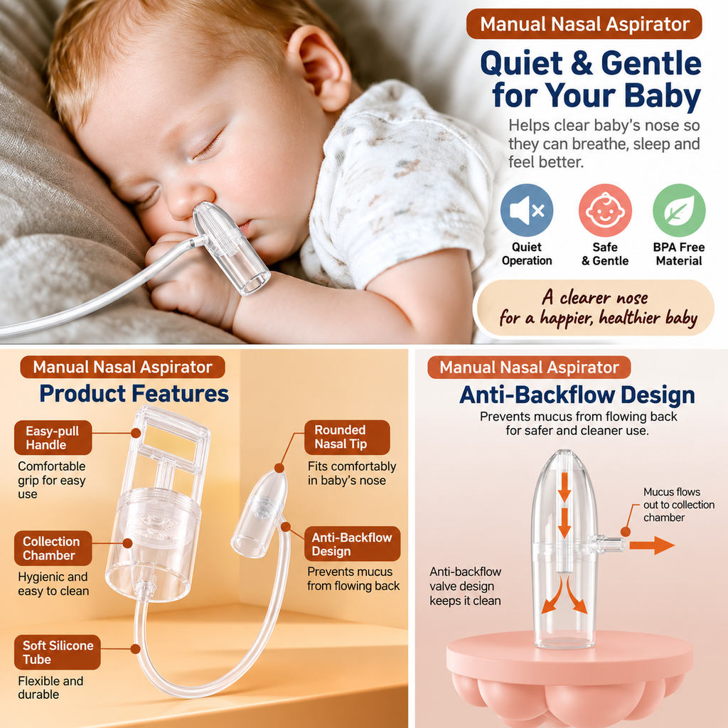 Large Pull-Out Nasal Aspirator with Negative Pressure Vacuum for Nasal Discharge