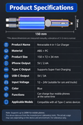 Super fast charge car charger flash four-in-one self-telescopic line universal Android apple mobile phone charge
