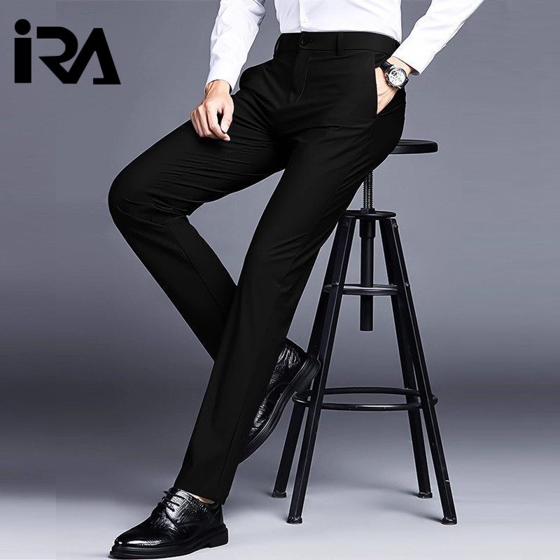 Summer Slim Men's Casual Pants, Business Slim Fit Straight Leg, Ice Silk