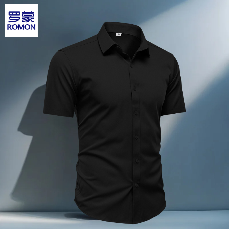 Romon Men's Bamboo Fiber Short-Sleeve Shirt, Summer Thin Style, Business Style, 2026