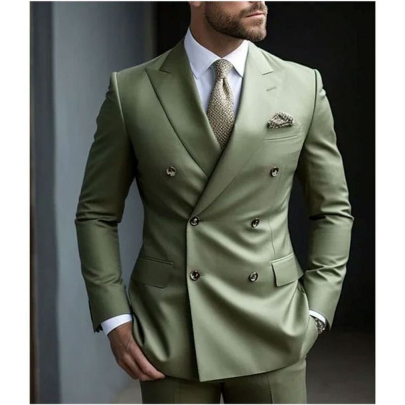 Men's Suit, Double-breasted Three-Piece Business Casual Suit for Grooms and Weddings, High-End Suit Set