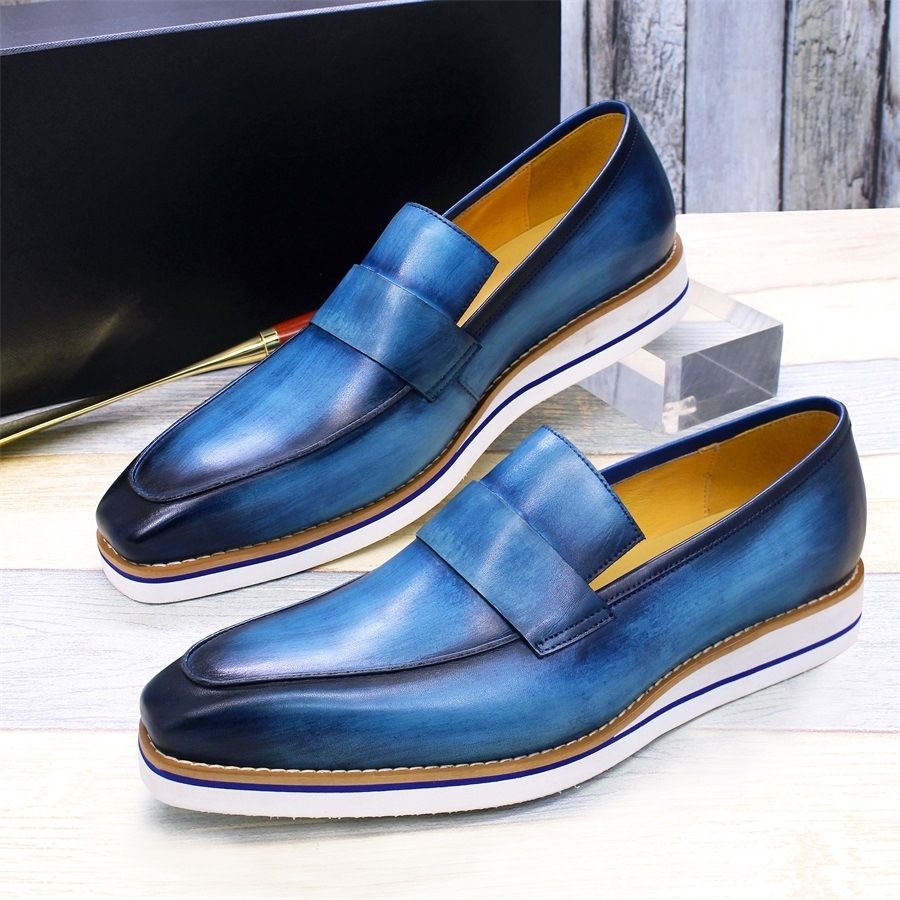 Stylish Handmade Leather Shoes for Men - Slip-on Loafers, Genuine Leather Casual Shoes, Breathable