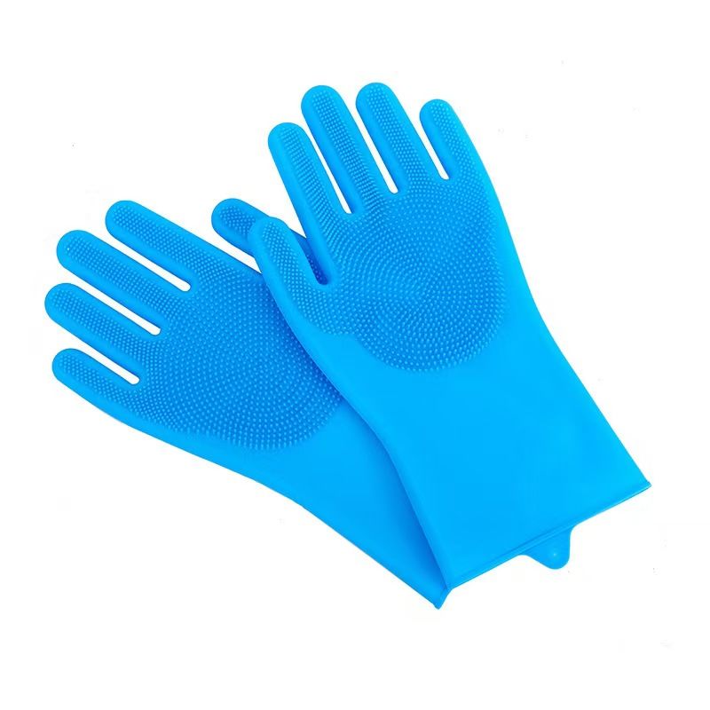 Extended waterproof silicone gloves, thickened for dishwashing, winter use, suitable for household cleaning.