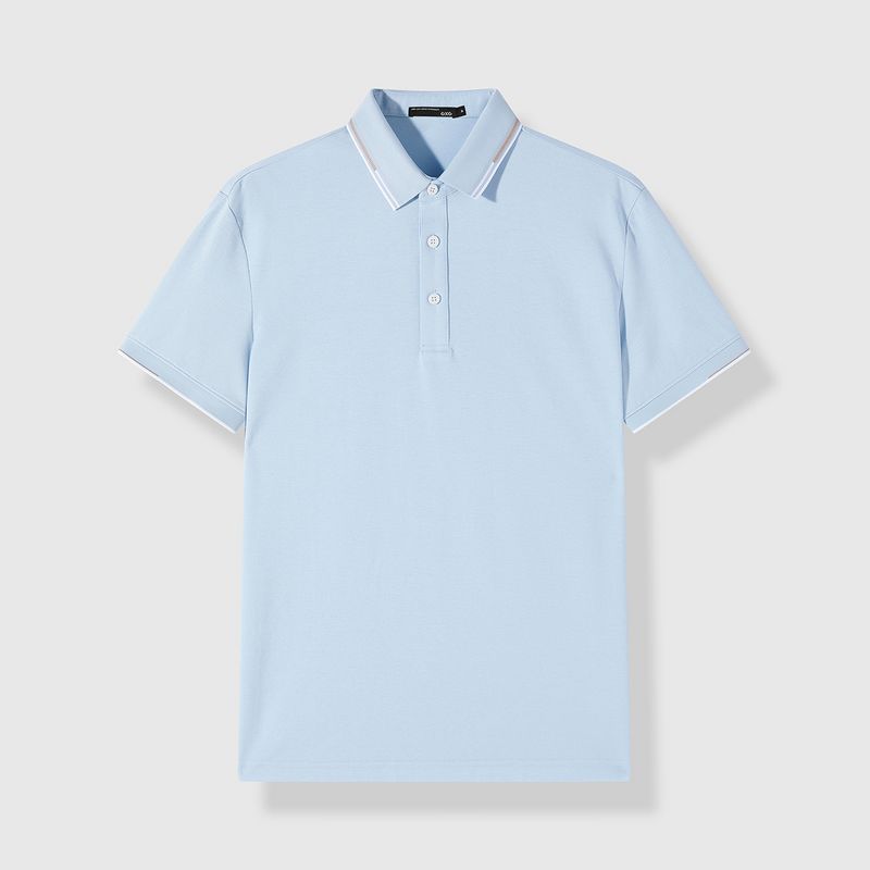 Heavyweight cotton short-sleeved polo shirt for middle-aged and young adults, classic collar, comfortable and stylish top.
