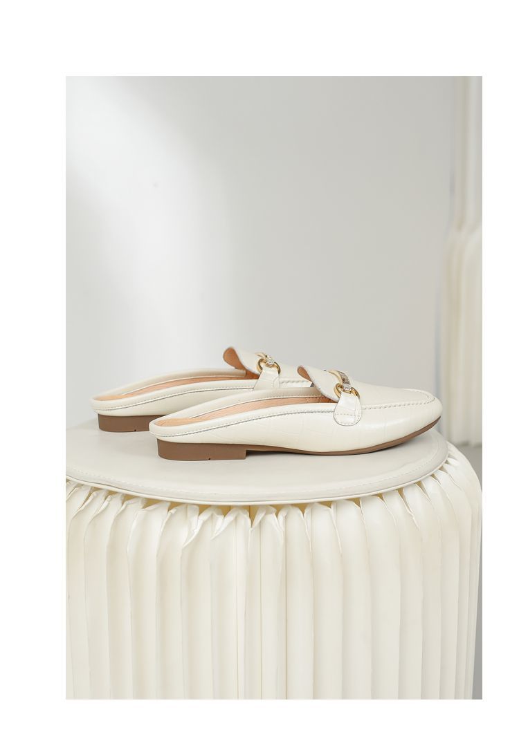 Mullie Genuine Leather Closed-Toe Half-Slippers, Women's Summer Outerwear