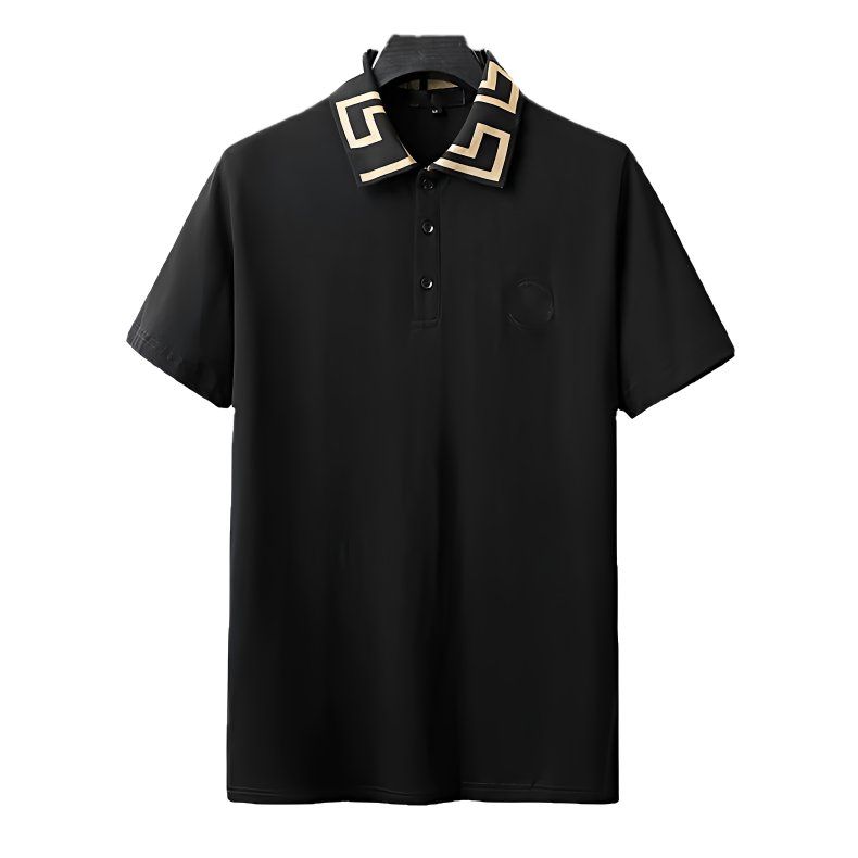 Men's short-sleeved collared T-shirt, summer fashion trendy men's business casual cotton breathable sweat-absorbent plus size export.