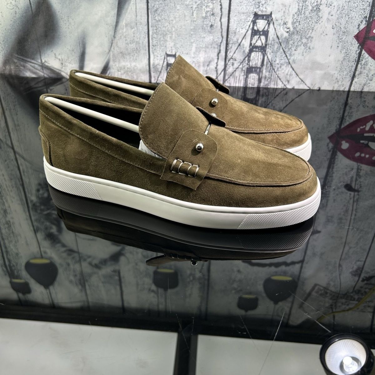 Casual British style men's loafers, platform shoes, suede, genuine leather, trendy and versatile Korean style.