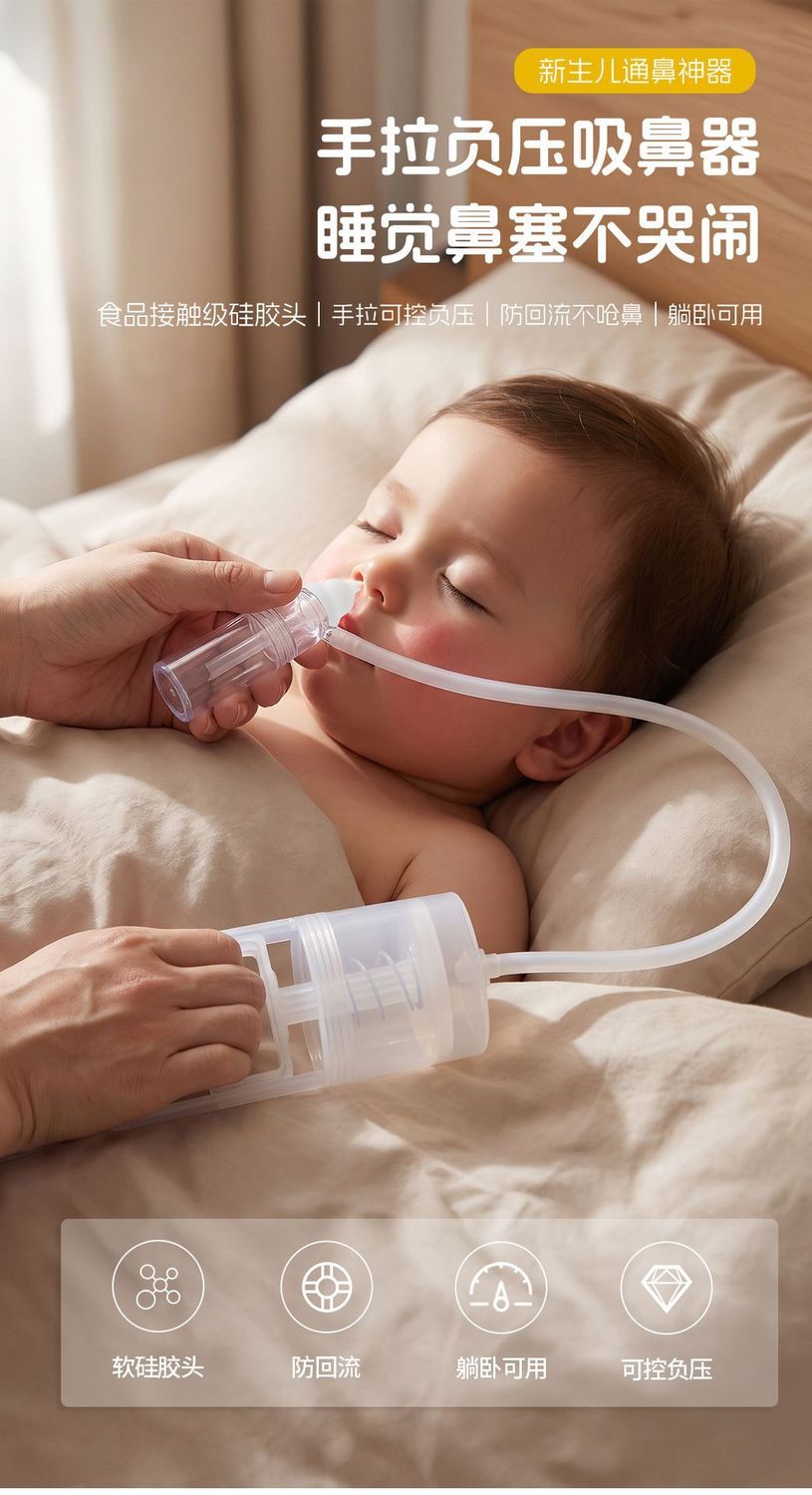 Large Pull-Out Nasal Aspirator with Negative Pressure Vacuum for Nasal Discharge