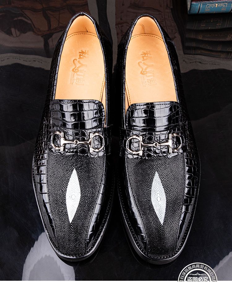 High-end crocodile leather men's business casual slip-on loafers