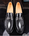 High-end crocodile leather men's business casual slip-on loafers