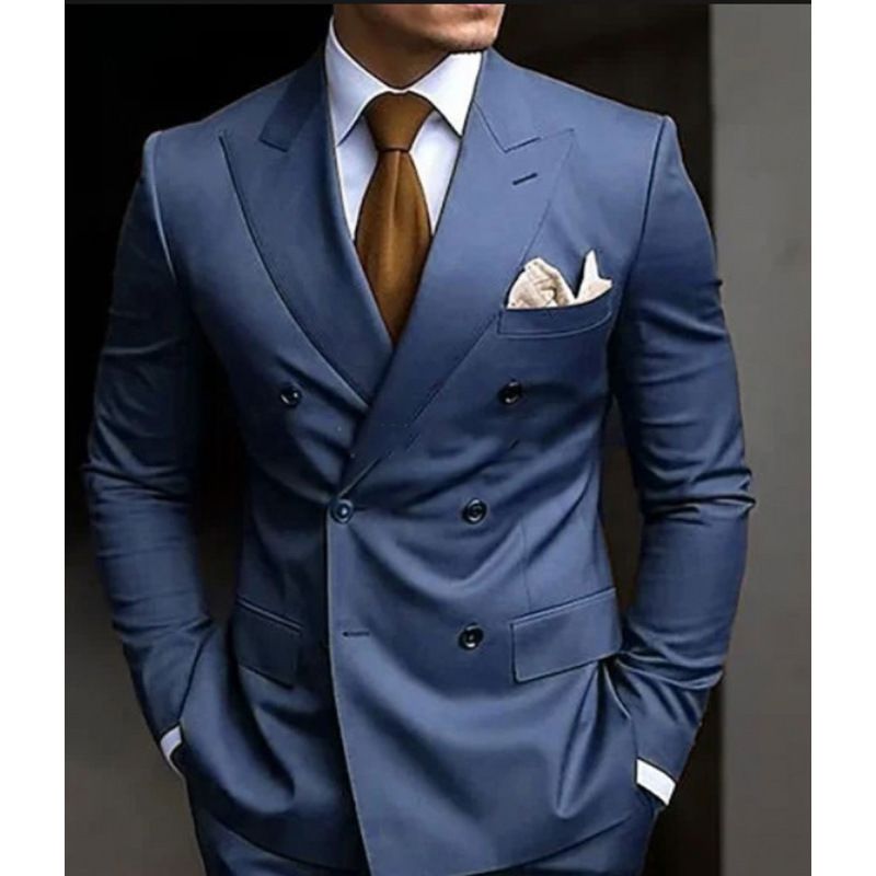 Men's Suit, Double-breasted Three-Piece Business Casual Suit for Grooms and Weddings, High-End Suit Set