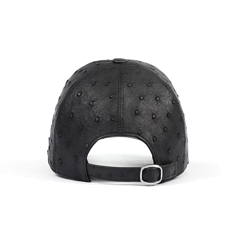 Ostrich leather baseball cap, versatile casual men's genuine leather sunshade, spring and summer outdoor high-end luxury.
