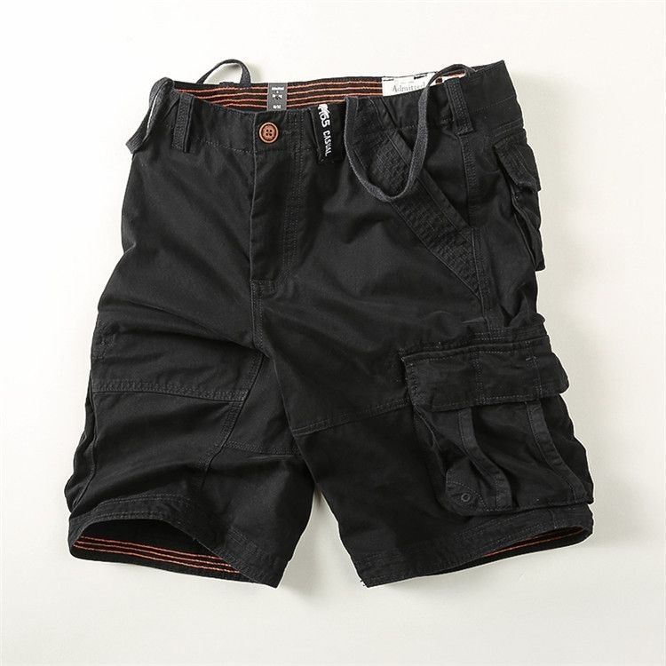 Men's casual mid-length shorts, American camouflage multi-pocket cargo shorts, pure cotton, loose fit for summer.