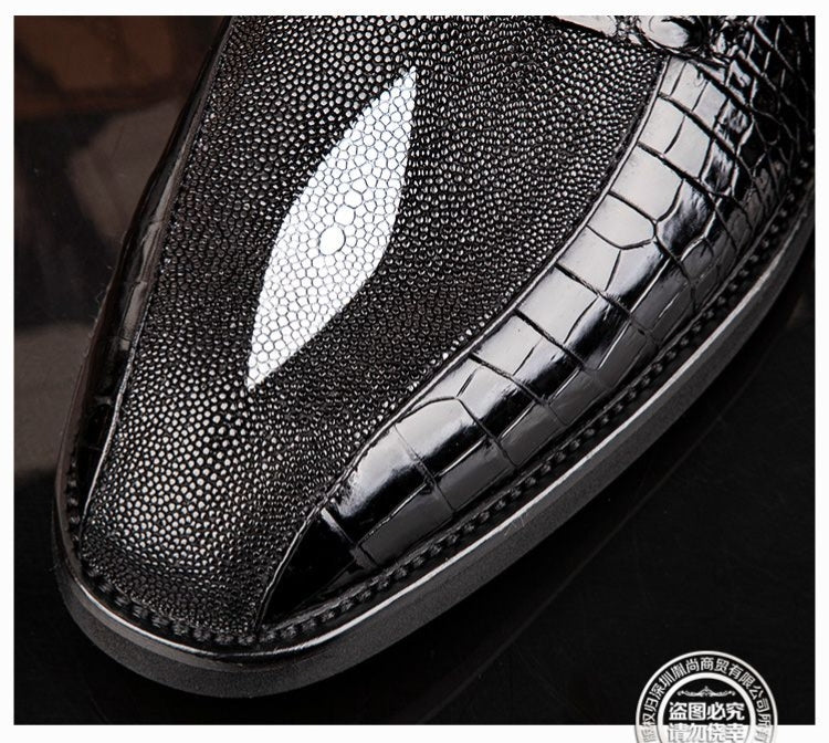 High-end crocodile leather men's business casual slip-on loafers