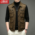 New Multi-Pocket Workwear Collar Vest for Men, Spring