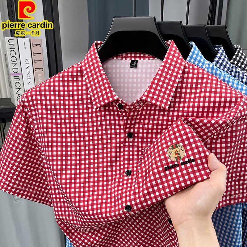 Pierre Cardin Cooling Ice Silk Short-Sleeve Shirt for Men, Thin and Casual Summer Style