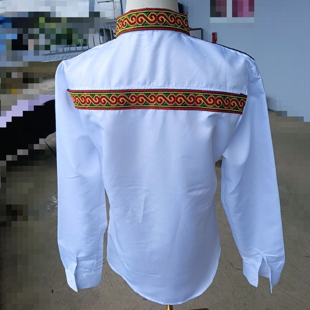 Yunnan New Embroidered Collar Versatile Casual Mid-Sleeve Shirt
