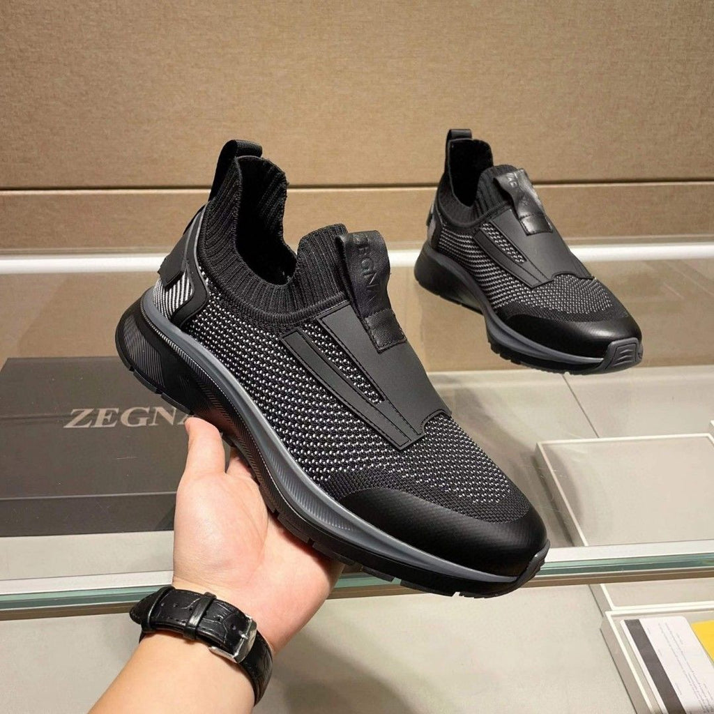 New European Men's Shoes Summer Slip-on Sports Breathable Mesh Flyknit Casual