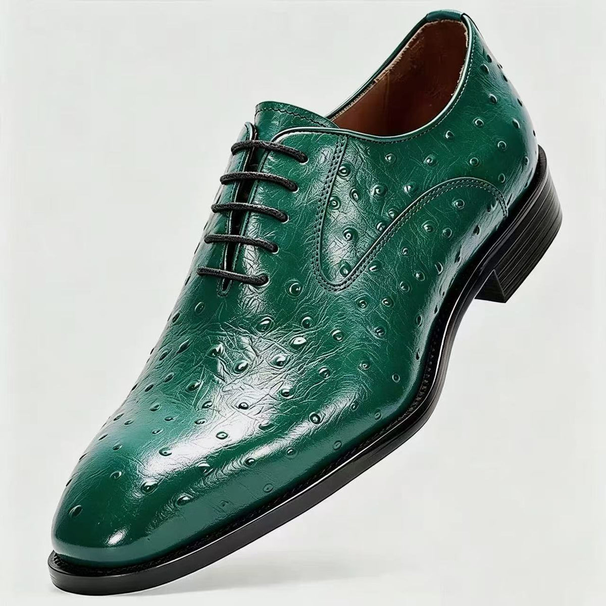 Top-grain cowhide ostrich pattern business leather shoes, British style genuine leather men's shoes, handsome