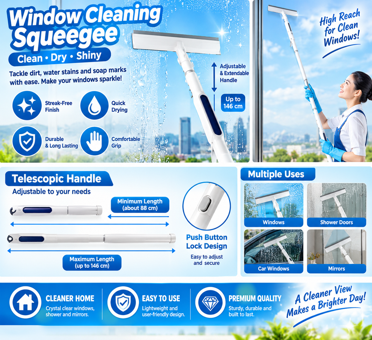 Window cleaning tool, high-rise building exterior cleaning spray glass scraper