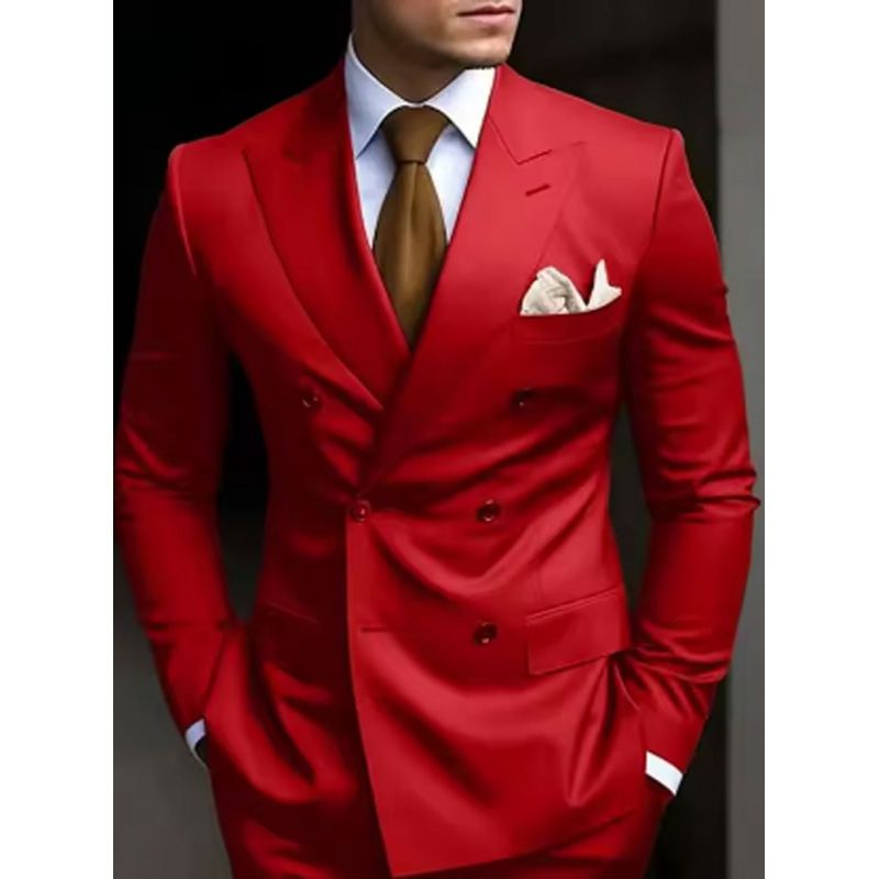 Men's Suit, Double-breasted Three-Piece Business Casual Suit for Grooms and Weddings, High-End Suit Set