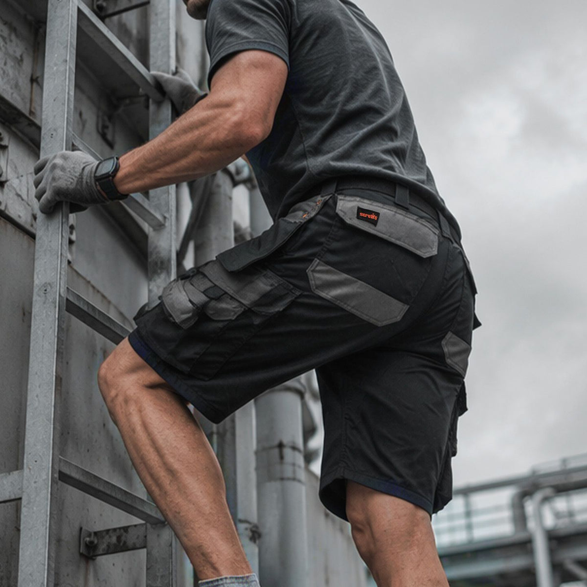 SCRUFFS British-style work shorts, multi-pocket, comfortable and durable, suitable for outdoor commuting and casual summer wear.