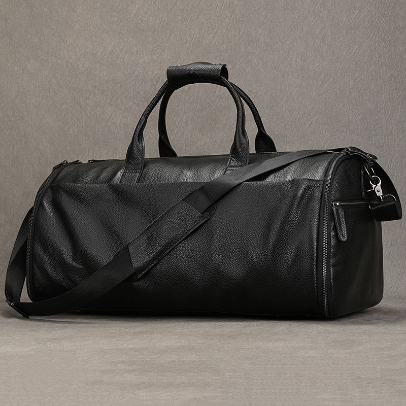 [Stylish Leather Shoe Compartment Trolley Travel Bag] Genuine Leather Suit Storage Bag with a Luxurious Feel