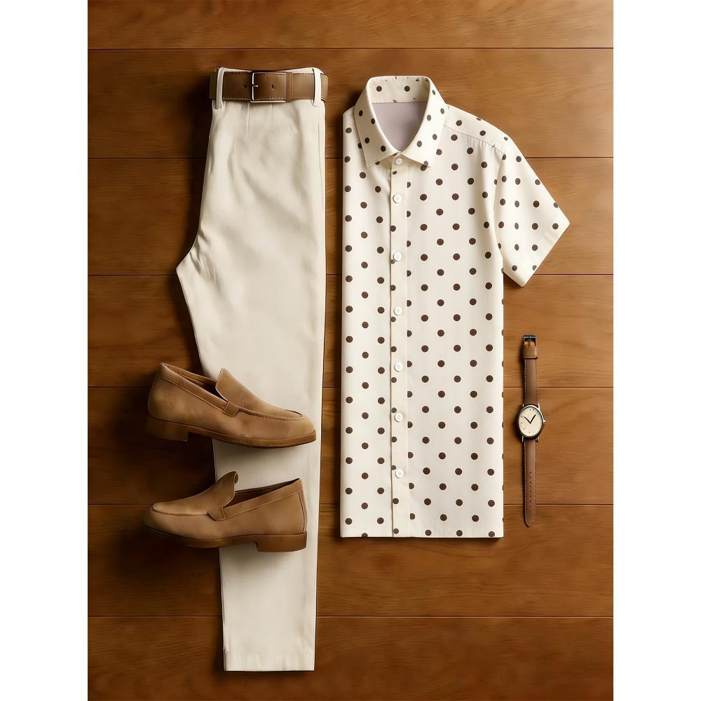 SHEIN Cross-Border New Autumn/Spring 3D Printed Short-Sleeve Polo Pants Two-Piece Set for Men