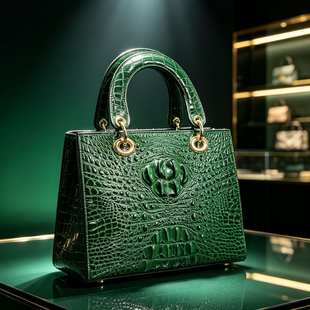 Large capacity crocodile leather handbag/crossbody bag, artistic and stylish, perfect as a gift with sequins and a sophisticated feel.