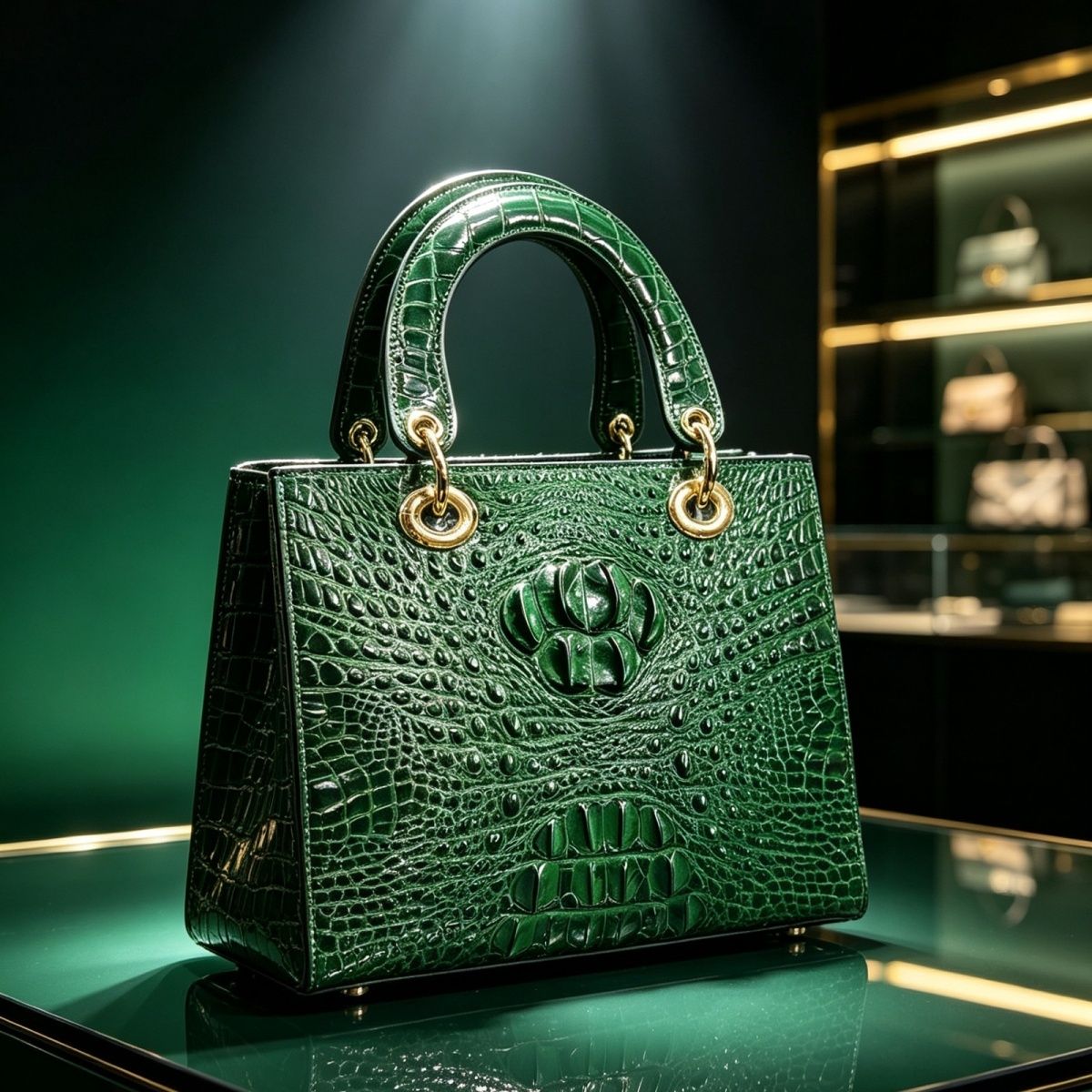 Large capacity crocodile leather handbag/crossbody bag, artistic and stylish, perfect as a gift with sequins and a sophisticated feel.