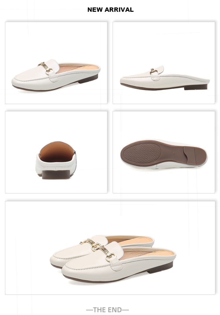Mullie Genuine Leather Closed-Toe Half-Slippers, Women's Summer Outerwear