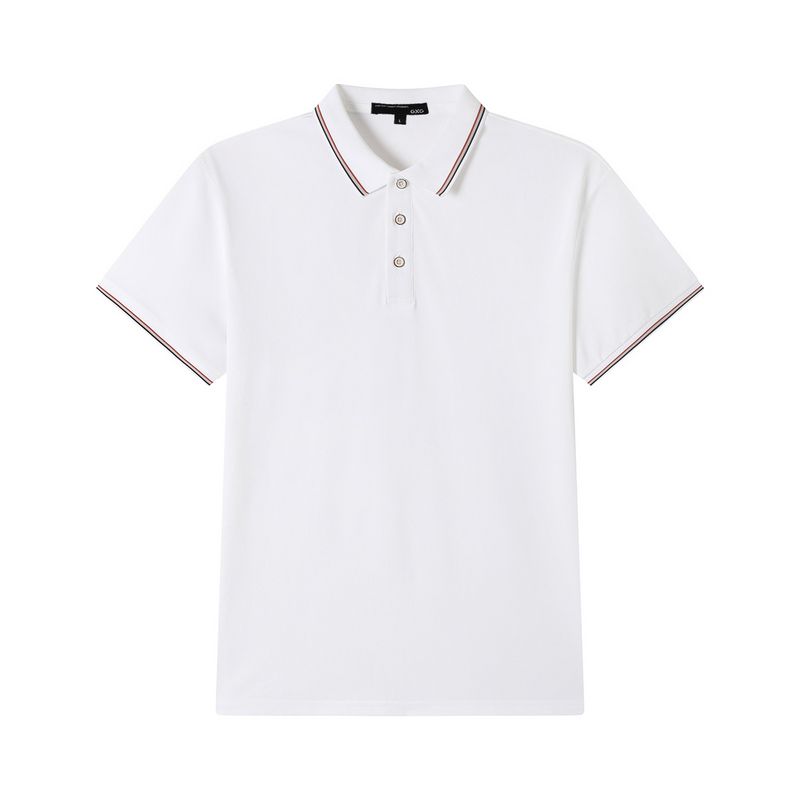 Heavyweight cotton short-sleeved polo shirt for middle-aged and young adults, classic collar, comfortable and stylish top.