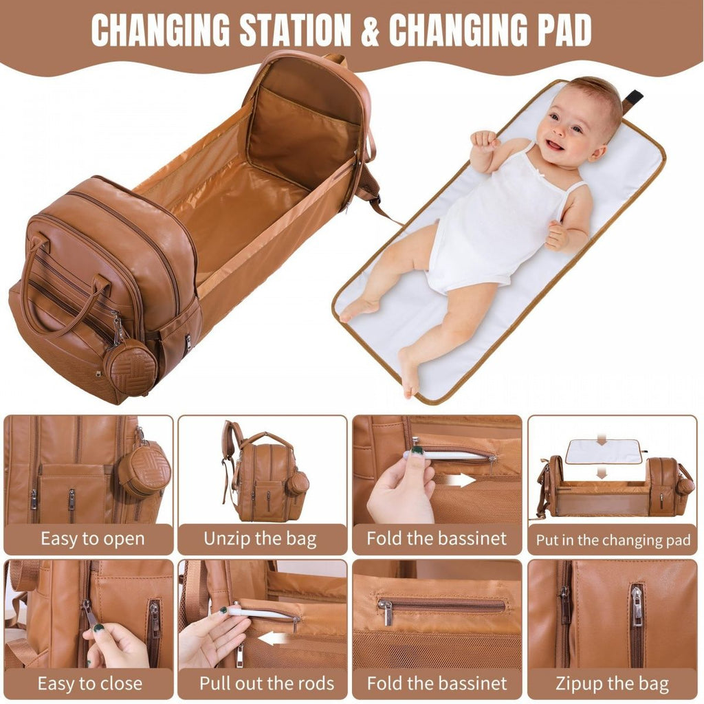 Cross-border folding baby crib and diaper bag combo, diaper changing table, large capacity.