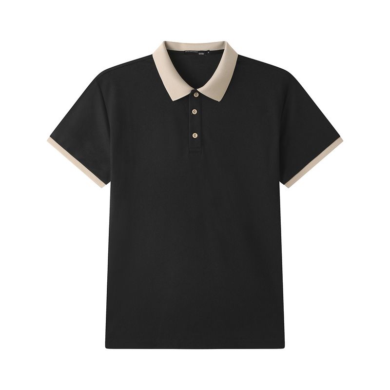 Heavyweight cotton short-sleeved polo shirt for middle-aged and young adults, classic collar, comfortable and stylish top.