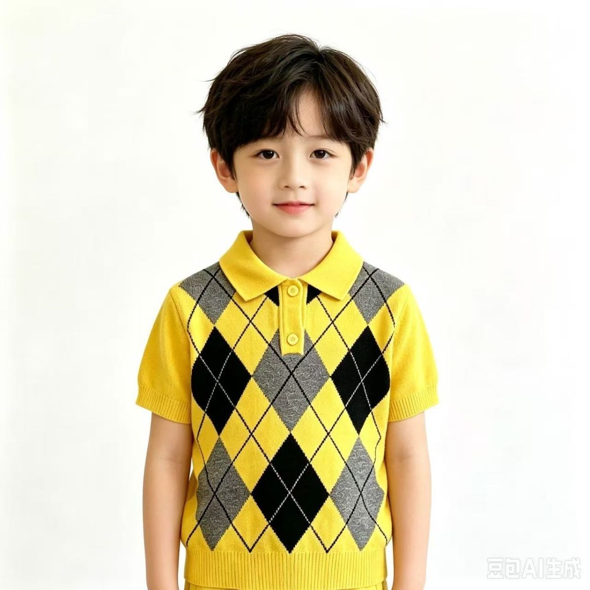 2026 New Style Boys' Suit - Stylish and Trendy Diamond Pattern Knitwear for Toddlers