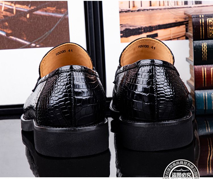 High-end crocodile leather men's business casual slip-on loafers