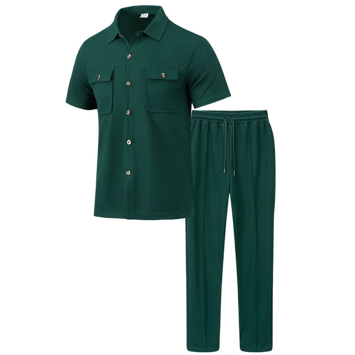 2026 Summer New Men's European and American Style Solid Color Button Pocket Shirt Short Sleeve Long